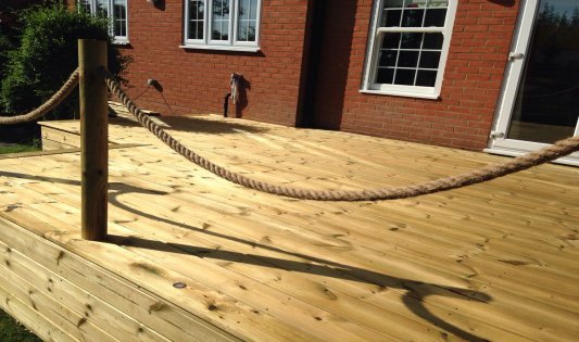 Decking with steps and rope East London
